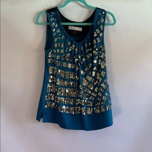 Blue and Gold sequin top